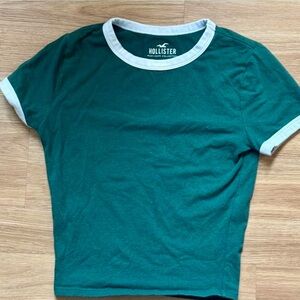 Hollister Forest Green Tee with White Accents